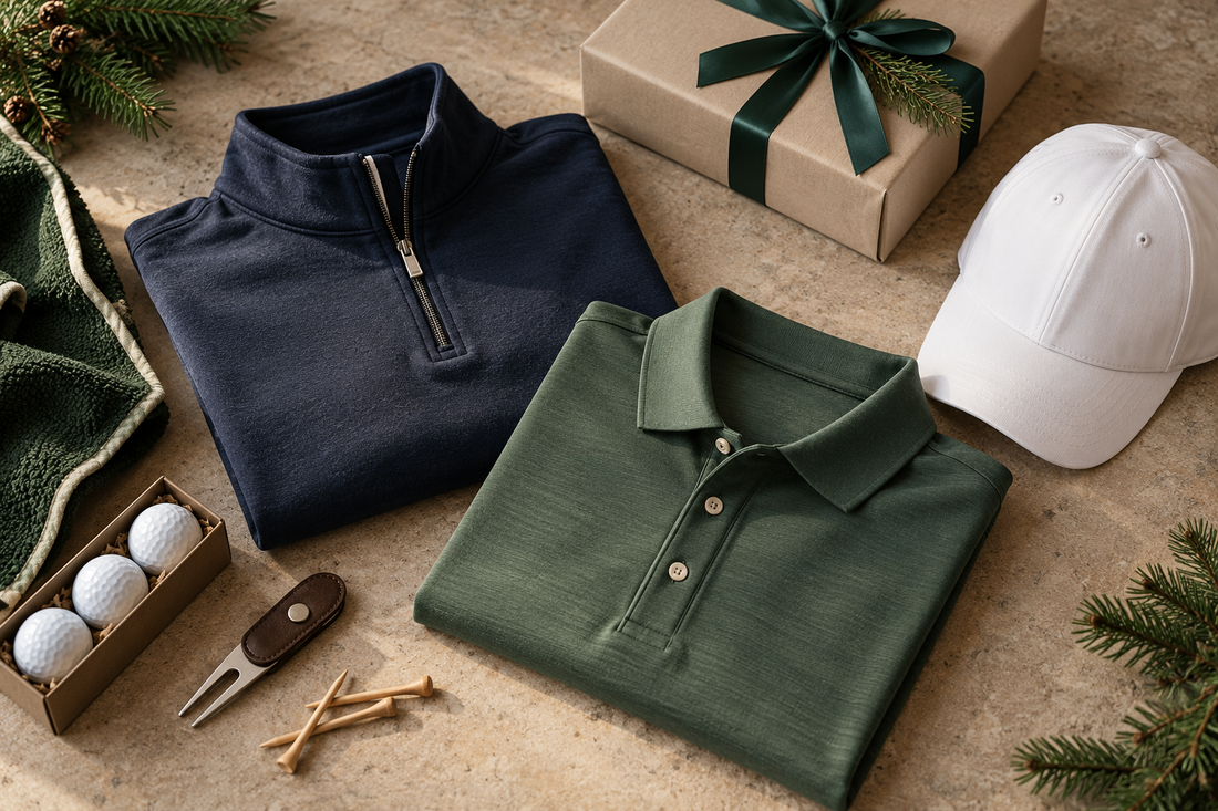 Christmas golf gifts for men including premium golf clothing and golf accessories
