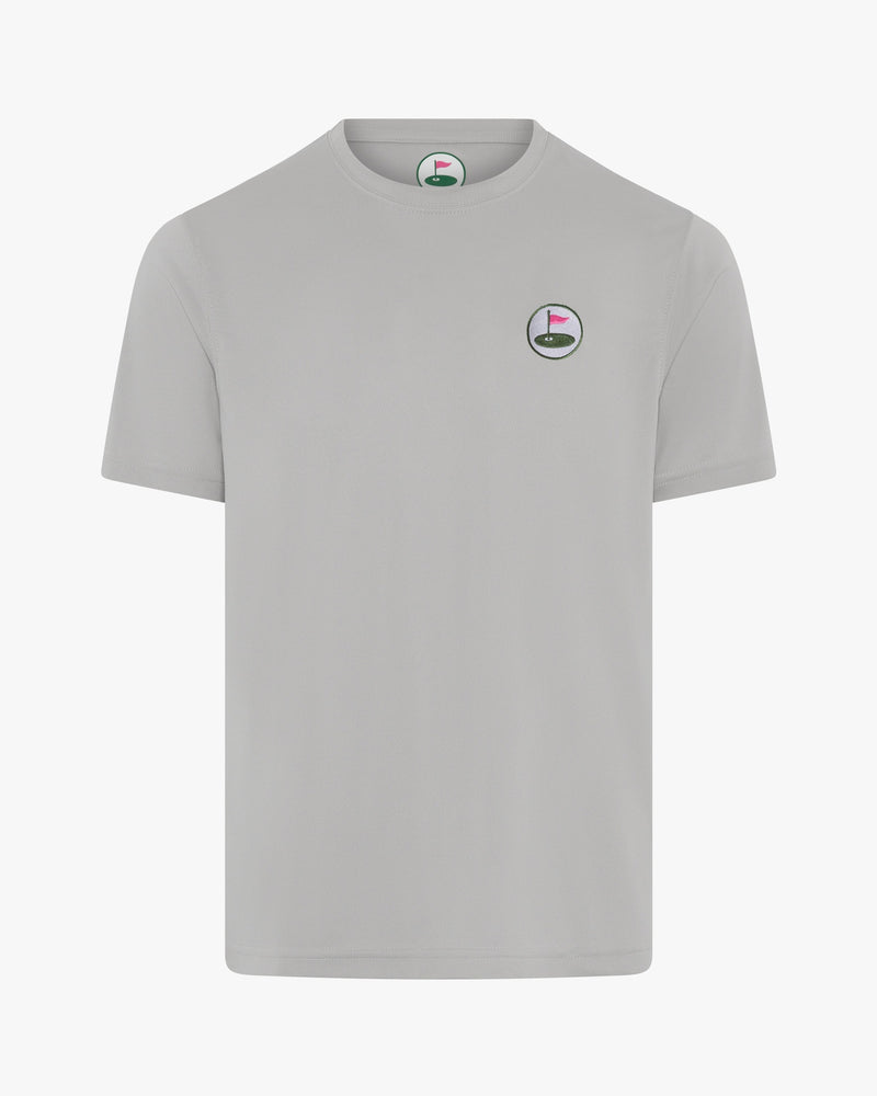 Palvento Seabury men's performance golf tee in grey, front view