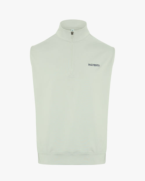The Carrick grey performance golf vest by Palvento, front view