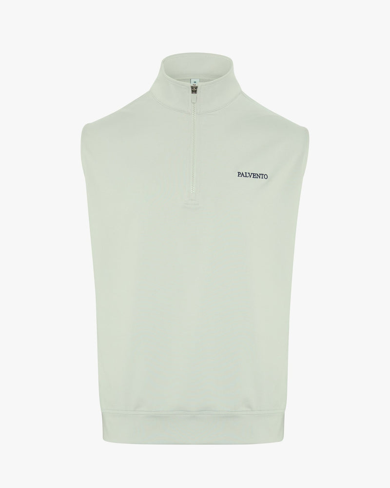 The Carrick grey performance golf vest by Palvento, front view