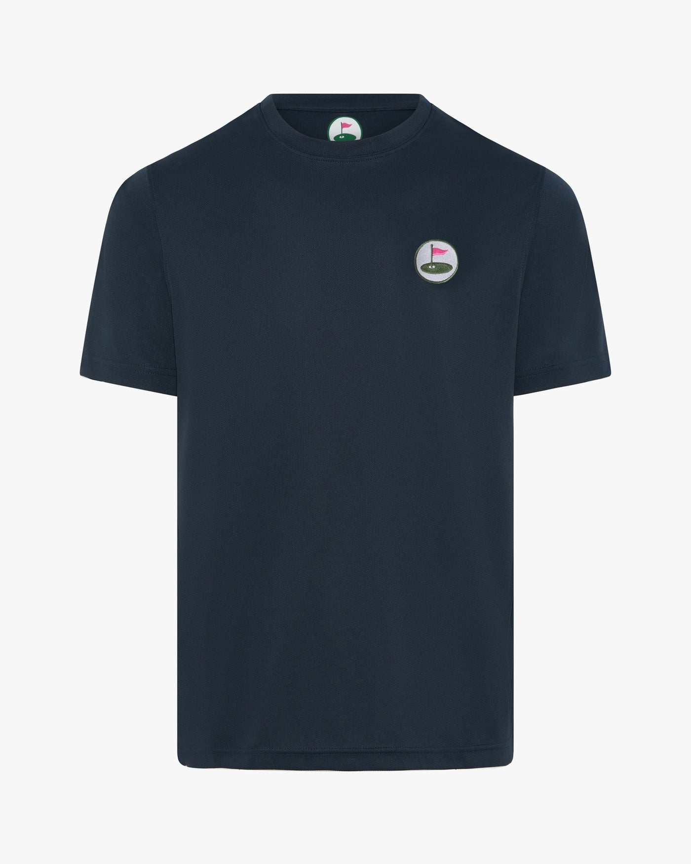 Palvento Seabury men's performance golf tee in navy, front view