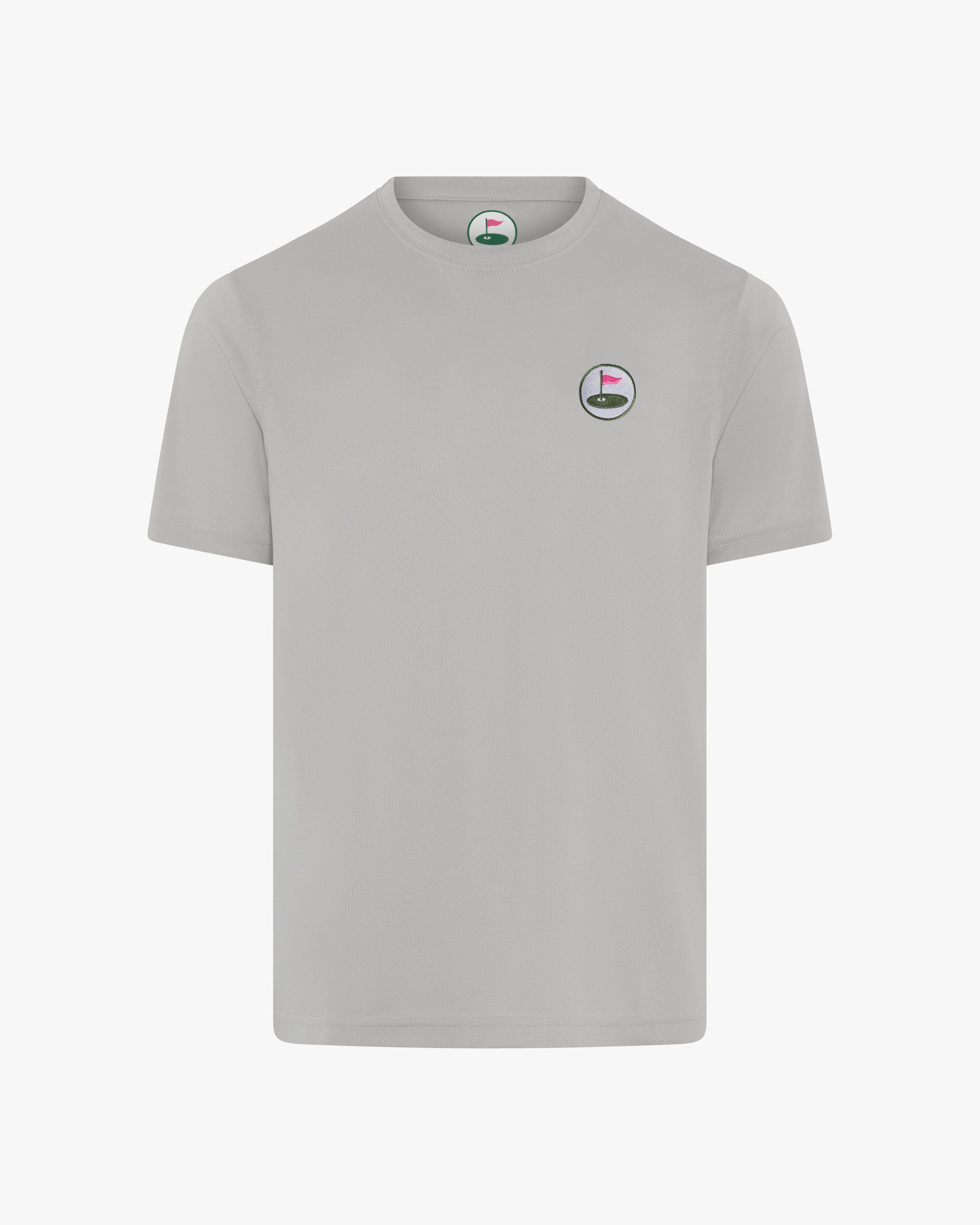 Gray t-shirt with Palvento logo on a white background