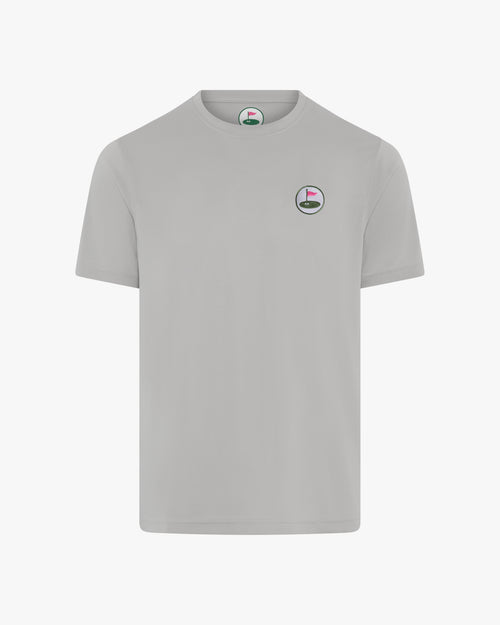 Gray t-shirt with Palvento logo on a white background