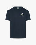 Navy blue Palvento t-shirt with a small logo on a white background