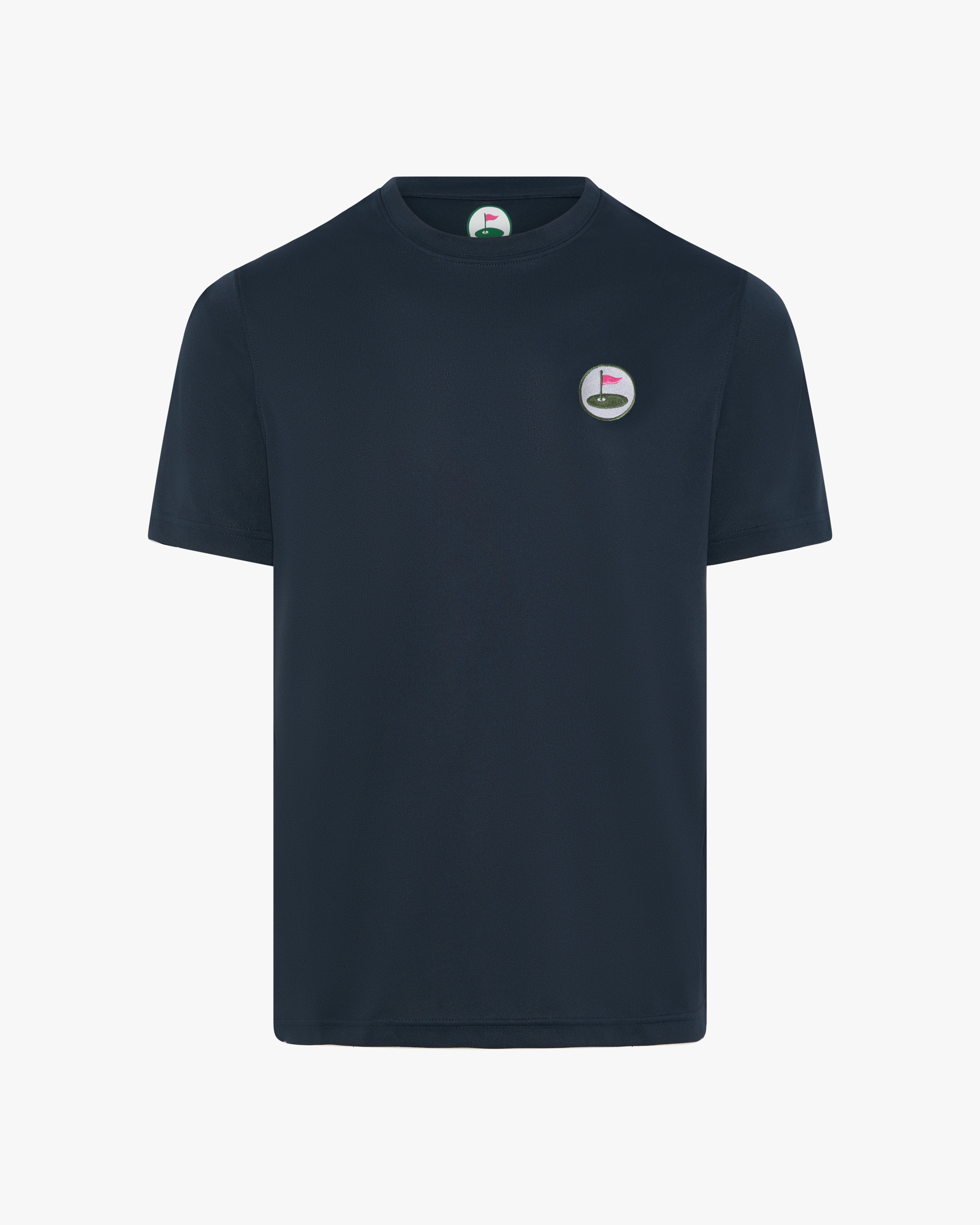 Navy blue Palvento t-shirt with a small logo on a white background