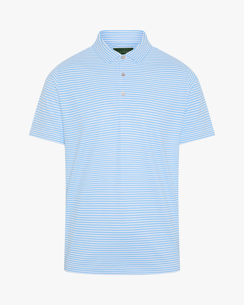 Palvento Aldwick Baltic Sea Blue stripe golf polo front view